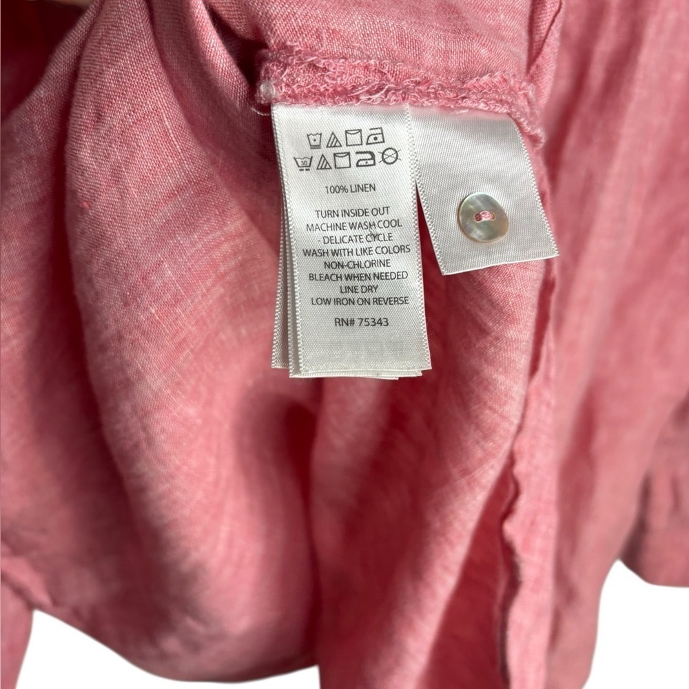 ANTIBES BLANC Linen Casual Salmon Pink Popover Blouse Size XL - Picture 9 of 12